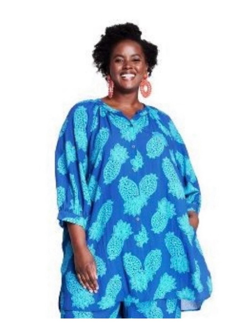 Tabitha Brown X Target Women’s Blue Pineapple-Print Swim Coverup Set
